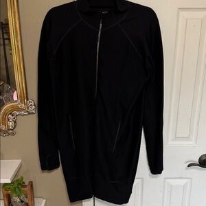 Athleta Black Textured Knit Zippered Jacket Size Large